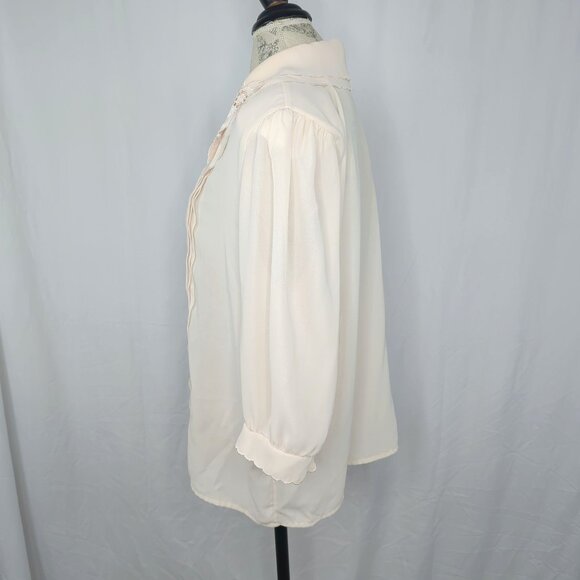Vintage Josephine Blouse Large Cream Pin Tuck - Picture 5 of 9